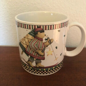 Vintage Debbie Mumm Sledding Characters Mug Signed Dated 1998